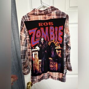 Plaid Rob Zombie Graphic Upcycled flannel